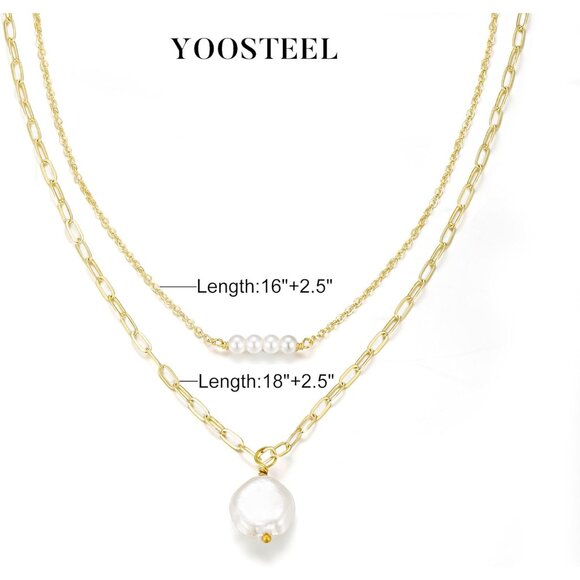Elegant 14K-Gold-Plated Pearl Necklace for Women - Dainty Layered Style - Picture 6 of 8